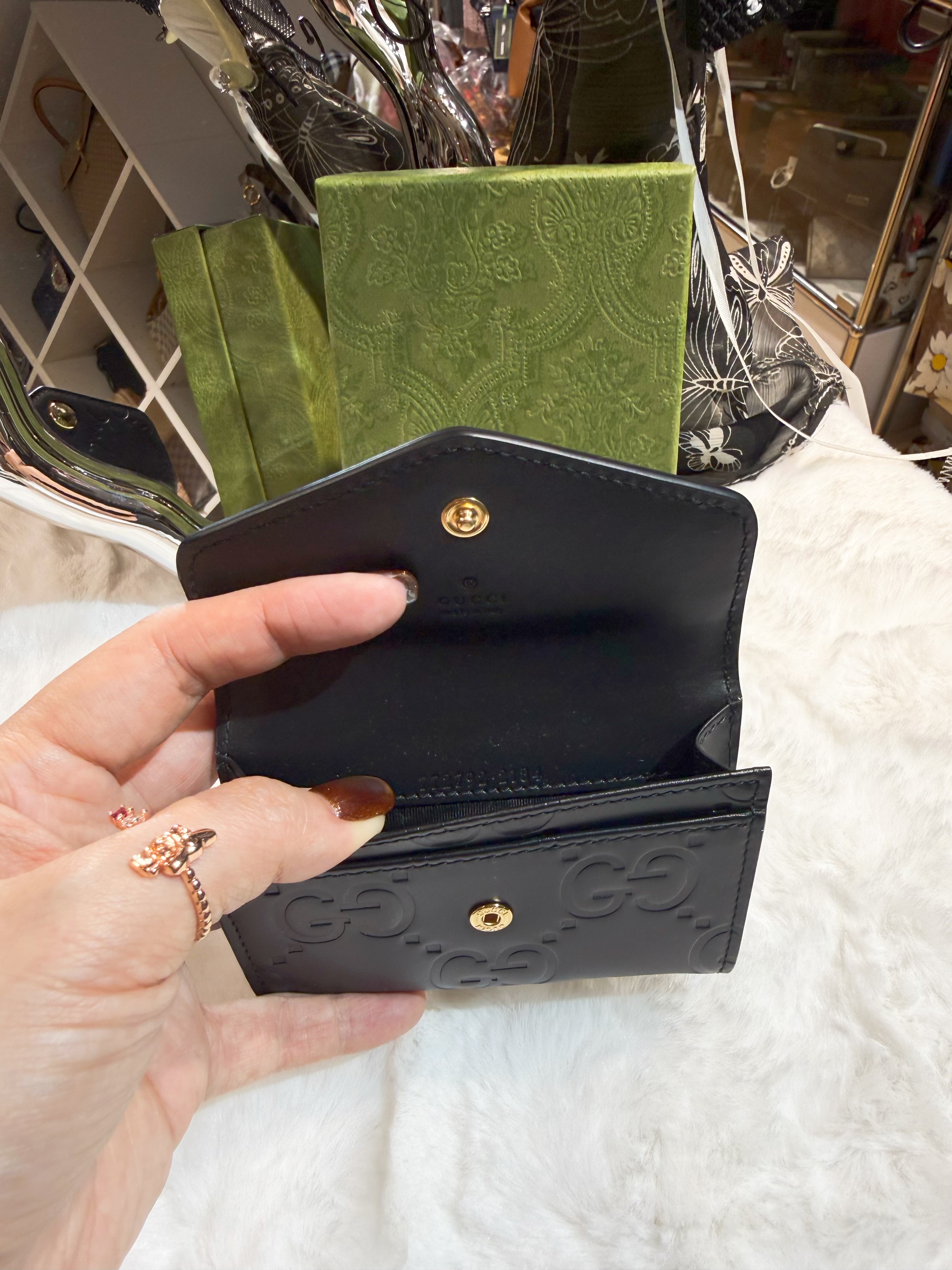 Gucci flap card holder GG/blk
