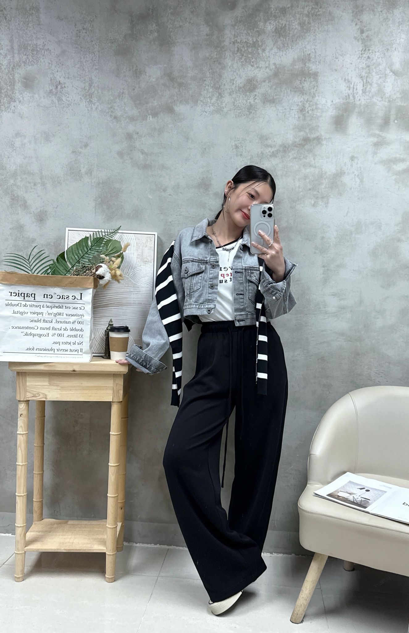 B01 後扣漸變色洗水牛仔外套