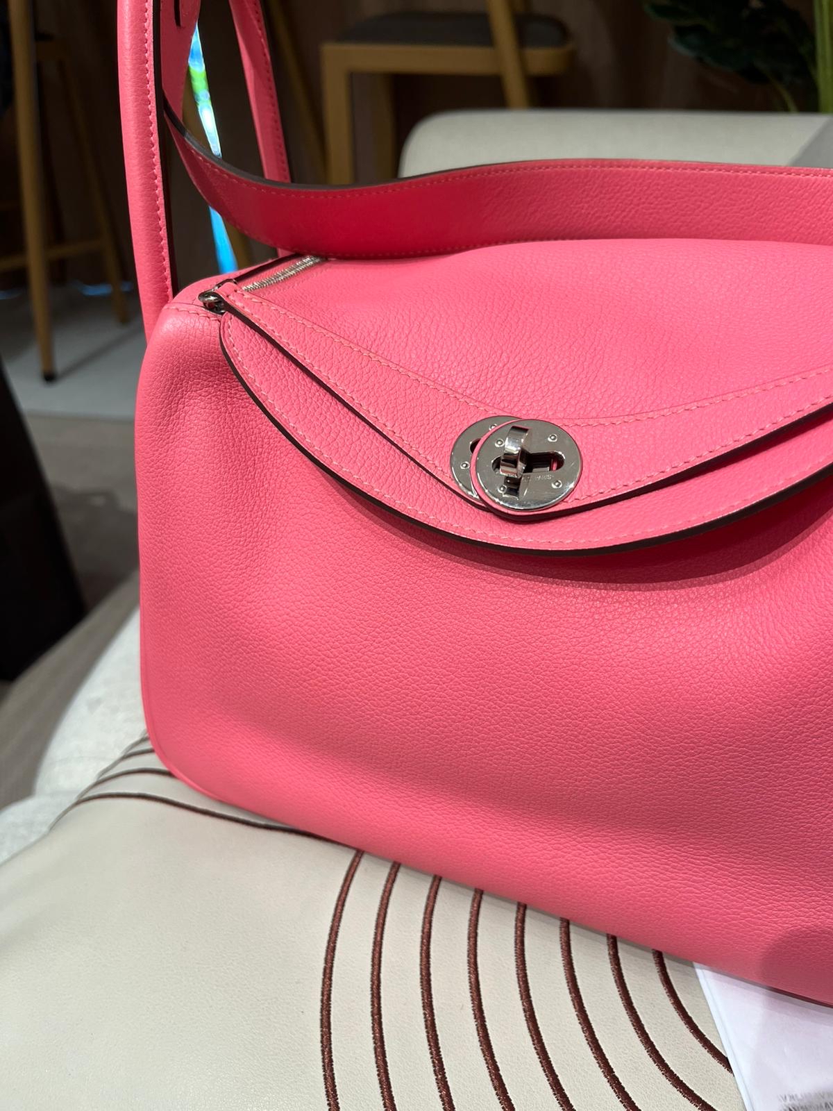 HERMES LINDY 26,8W 杜鵑粉STAMP A 100%Authentict,98%new ✅收據副本 ✅dust bag ✅BOX 