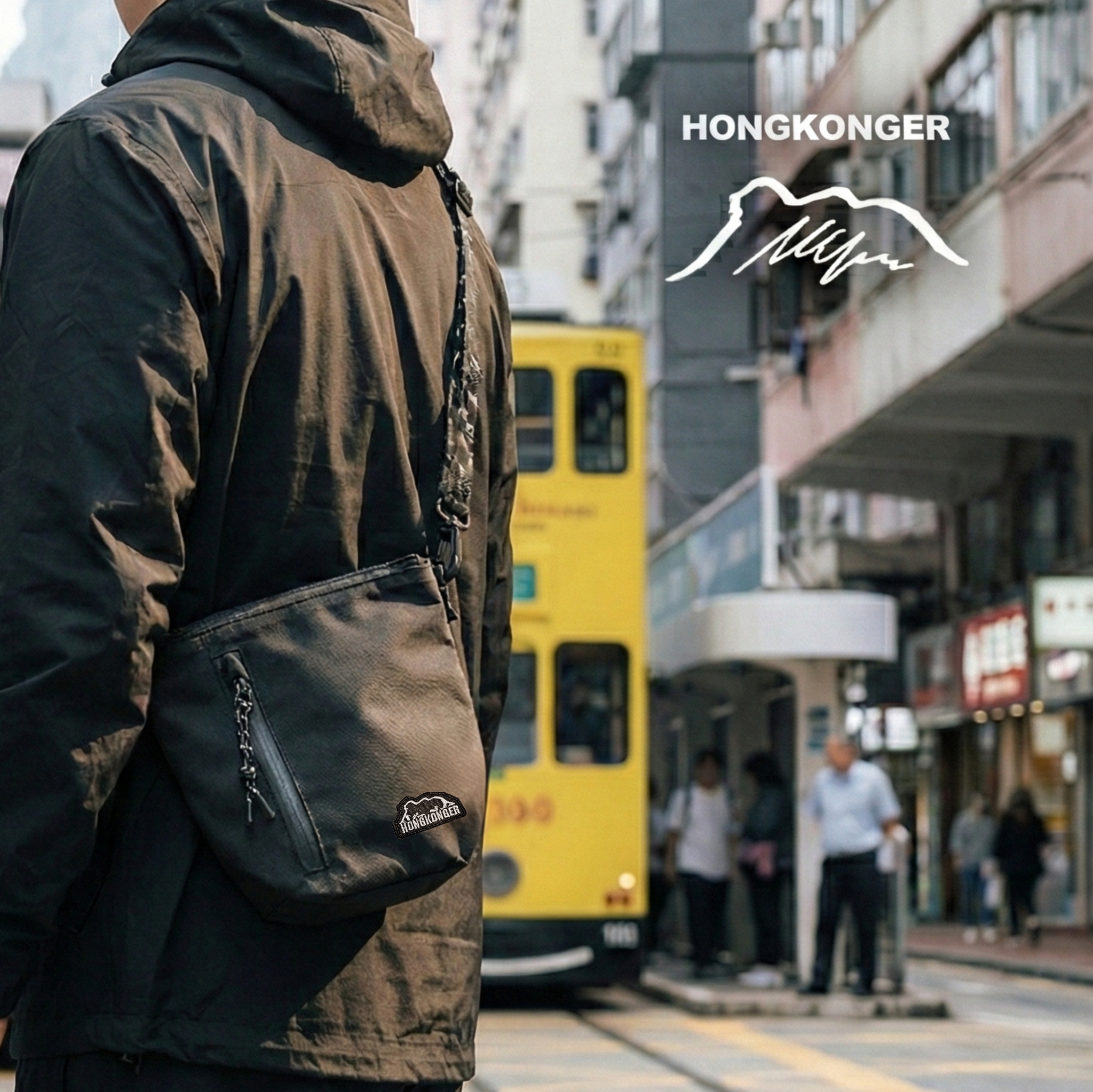 HONGKONGER 獅子山粗帶防水斜孭袋