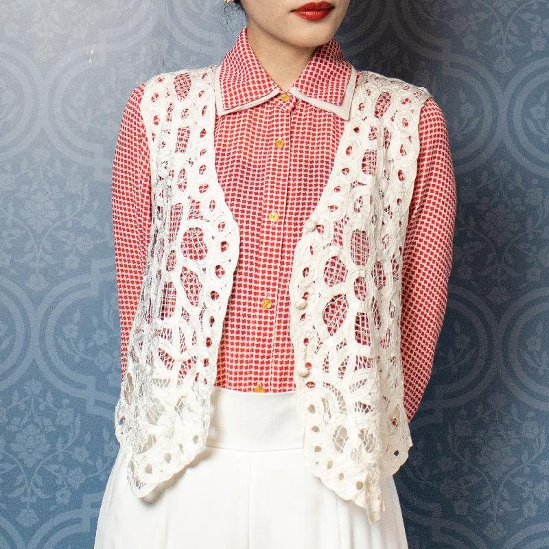 1996 New Old Stock Hand Crocheted Vest WaistCoat (NA0731)