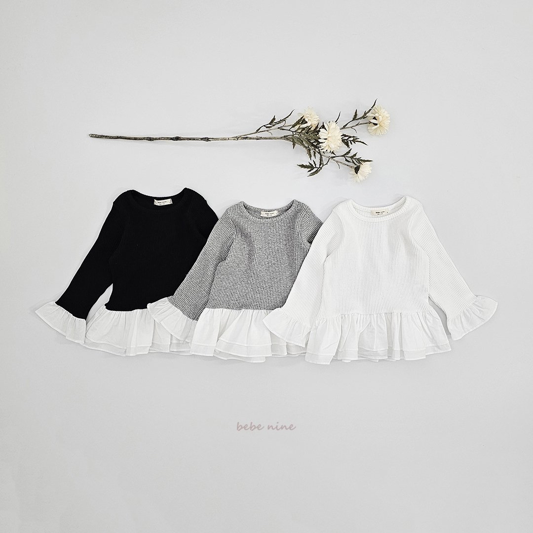 🌸預訂 韓國直送🌸🇰🇷Bebenine三色荷葉花邊下擺長袖上衣