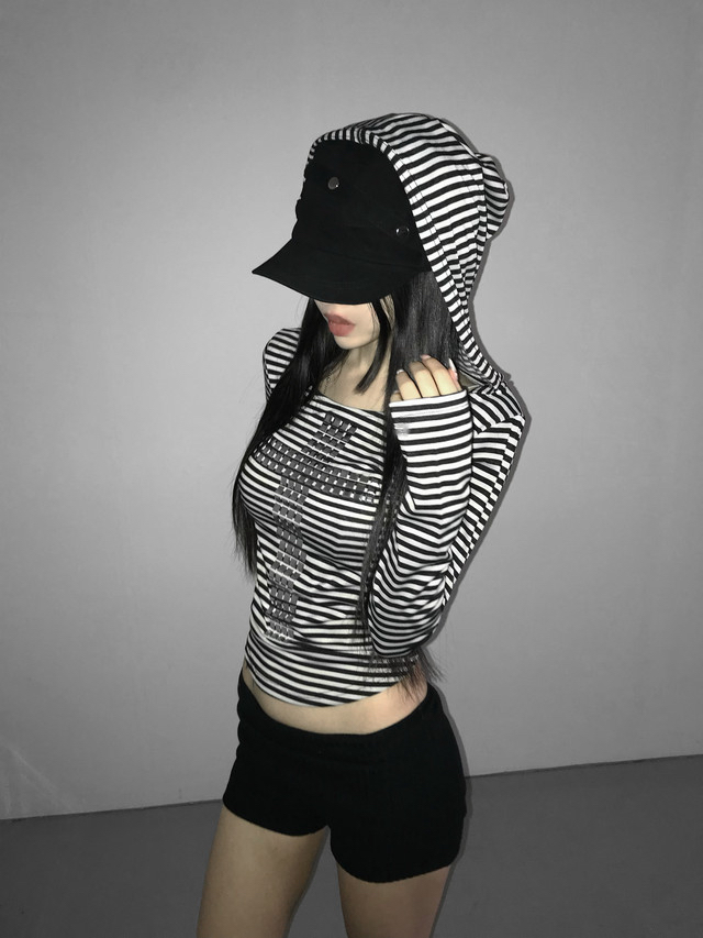 Studded Cross Striped Top