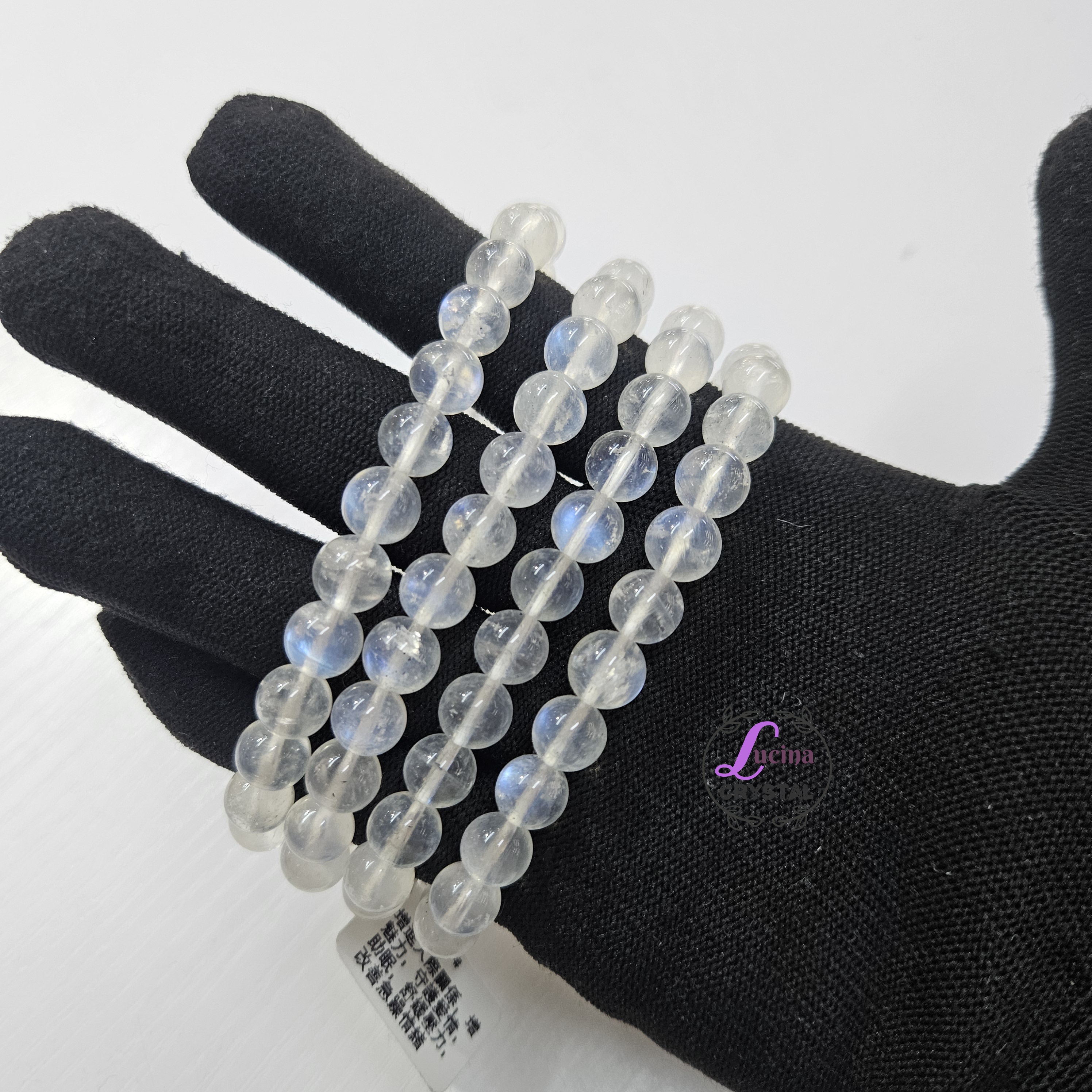 (Co#v3718)8mm+藍光月亮石手串手鏈/Moonstone Bracelet