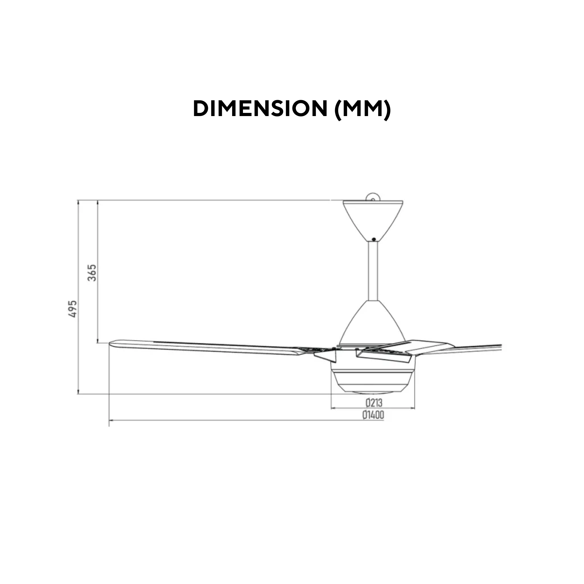 KDK 56" 3-Blade Remote Ceiling Fan K14X2-GY (Grey)