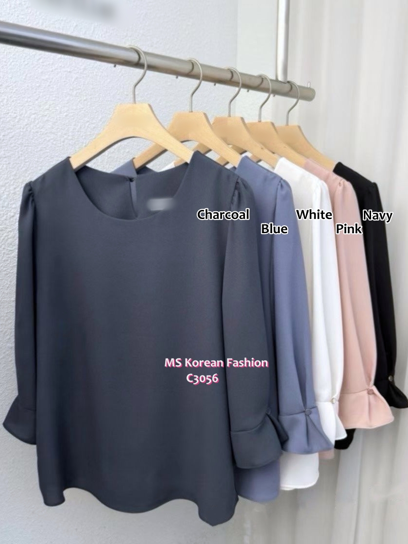 C3056 靚料皺摺袖top