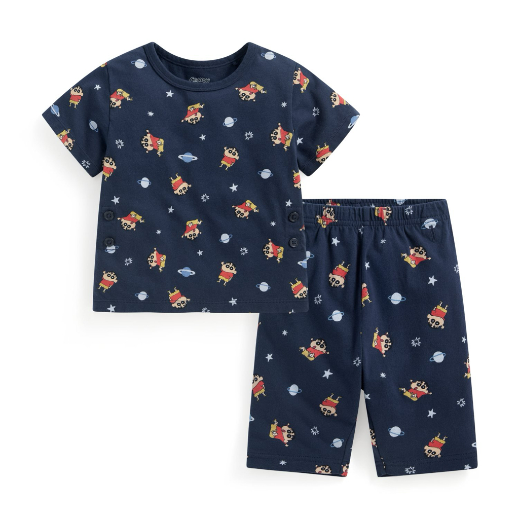 ☀️預訂 台灣直送☀️蠟筆小新系列三色純棉滿印家居服上下套裝