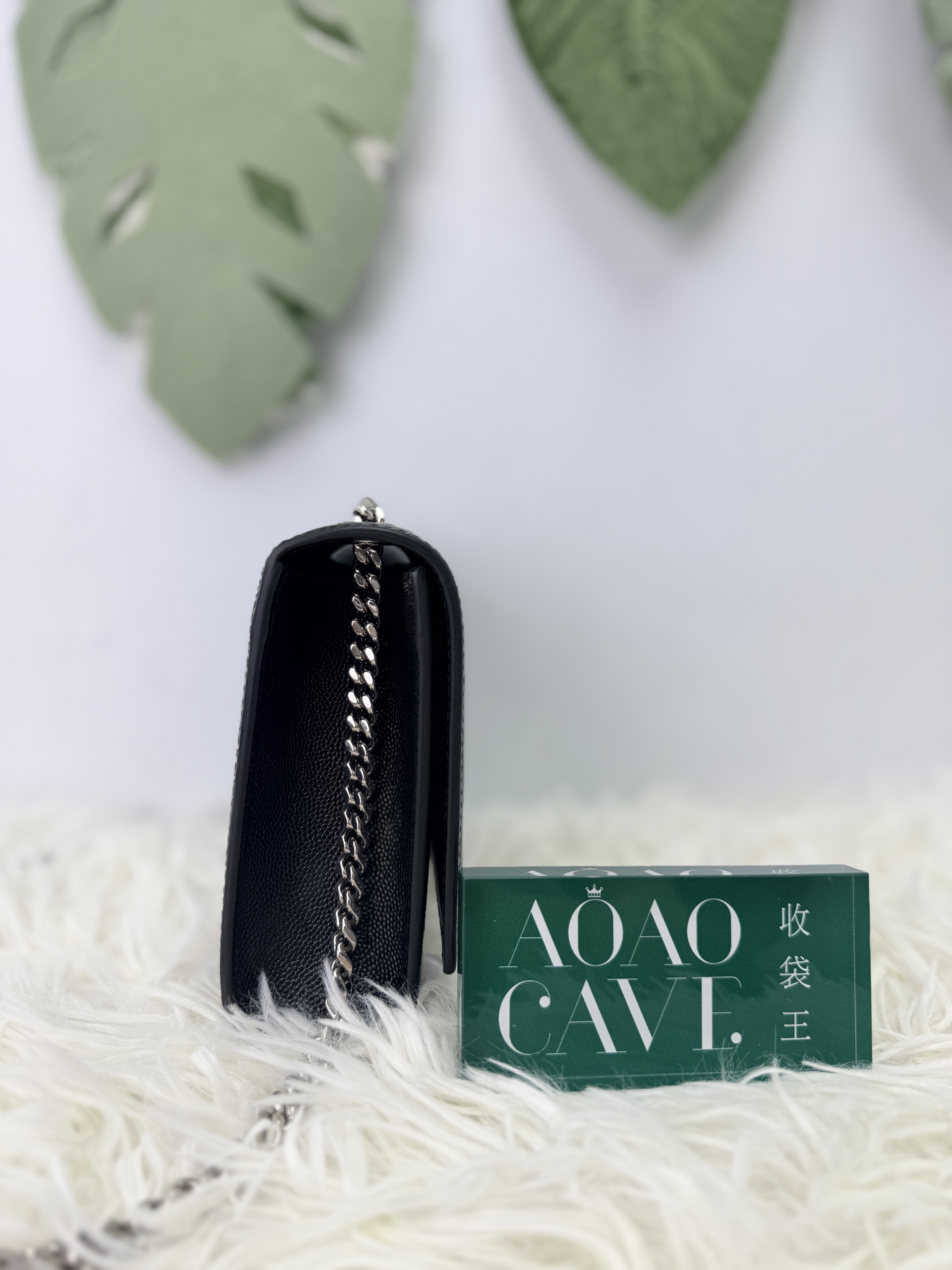 YSL 🤍PRE OWNED 黑銀魚子醬鏈條包 斜孭包🖤 