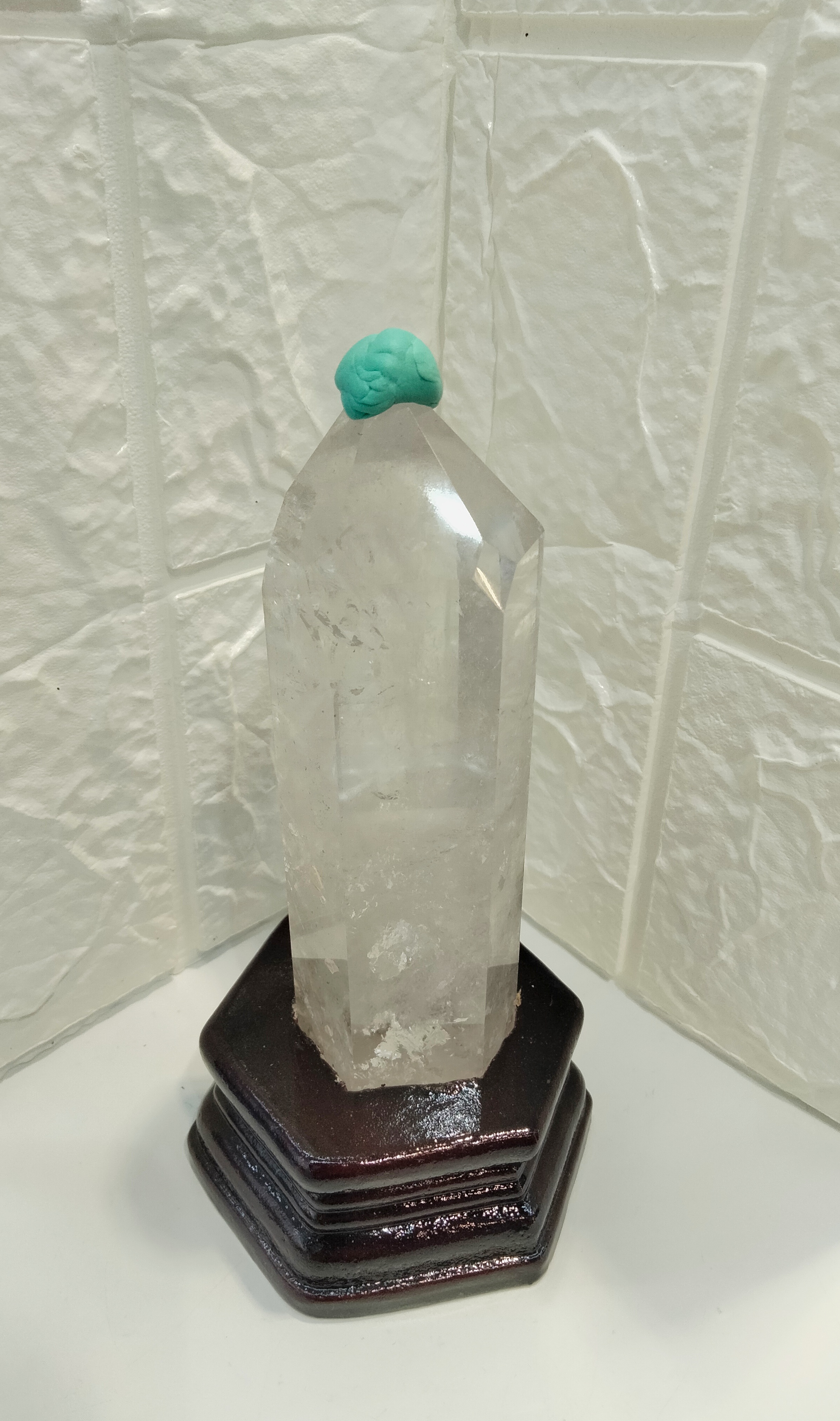 白水晶柱連原裝木座   (13.5cm x 4cm)