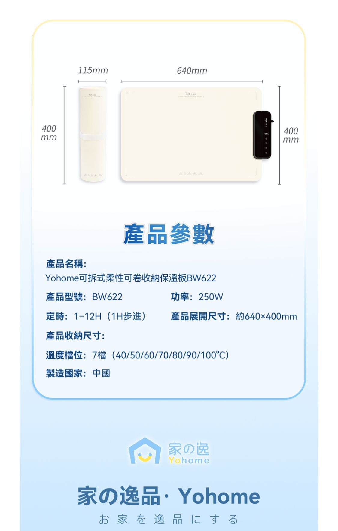 Yohome 薄柔捲分拆式全墊水洗易潔速熱多用餐伴暖餸墊PRO