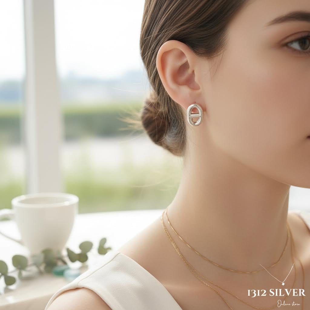 S925 -EE0341 Platinum-Coated Hoop Earrings