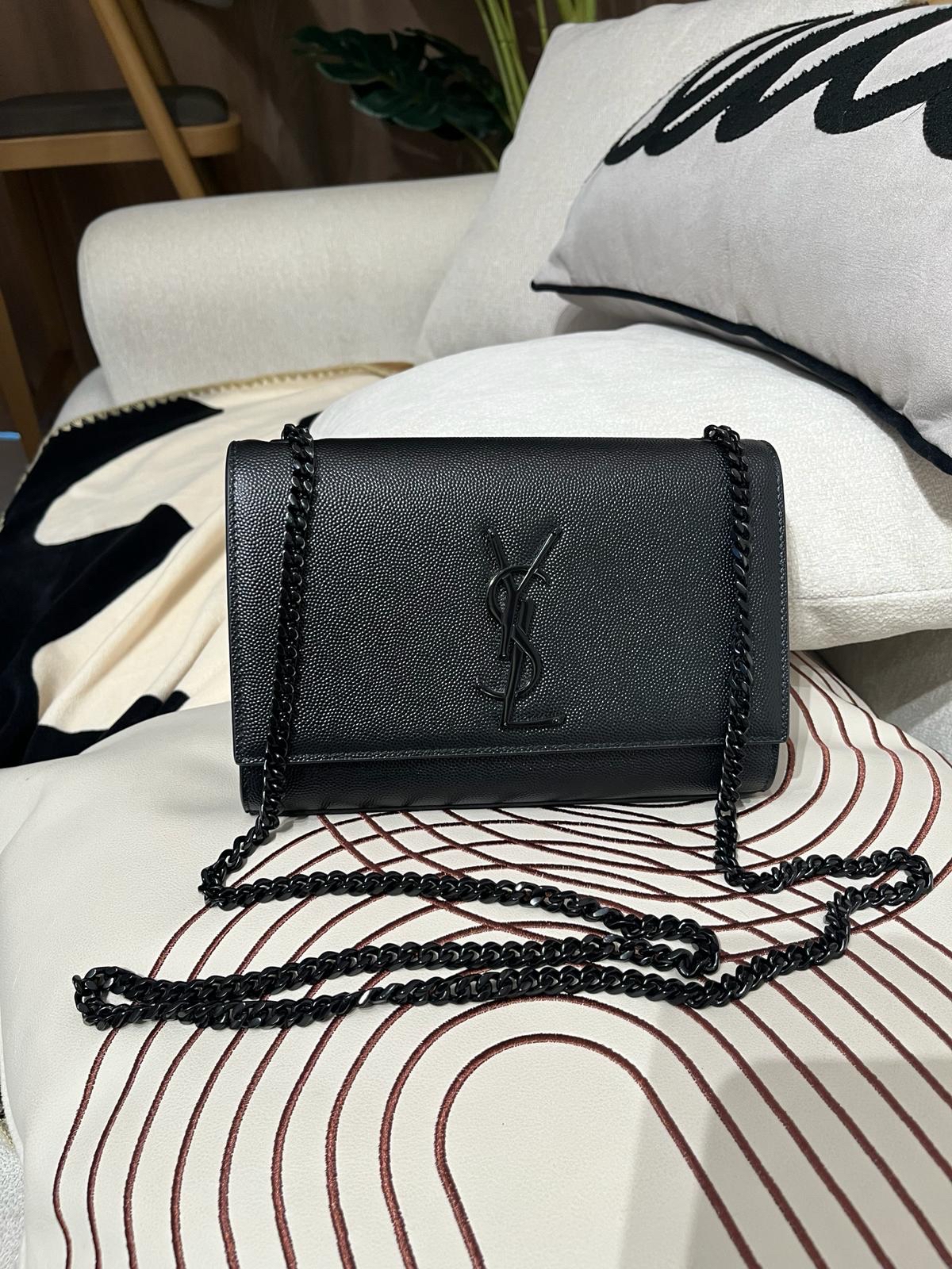 SAINT LAURENT Kate small  Black Caviar flap so black 20cm YSL FLAP 100%Authentic, 99%new  ✅Certificate ✅dust bag 