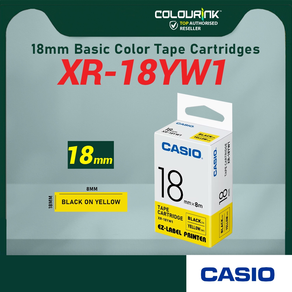 CASIO ORIGINAL GENUINE 18MM EZ LABEL TAPE FOR KL-120 KL-130 KL-820 KL-60 KL-HD1 KL-8400 KL-G2