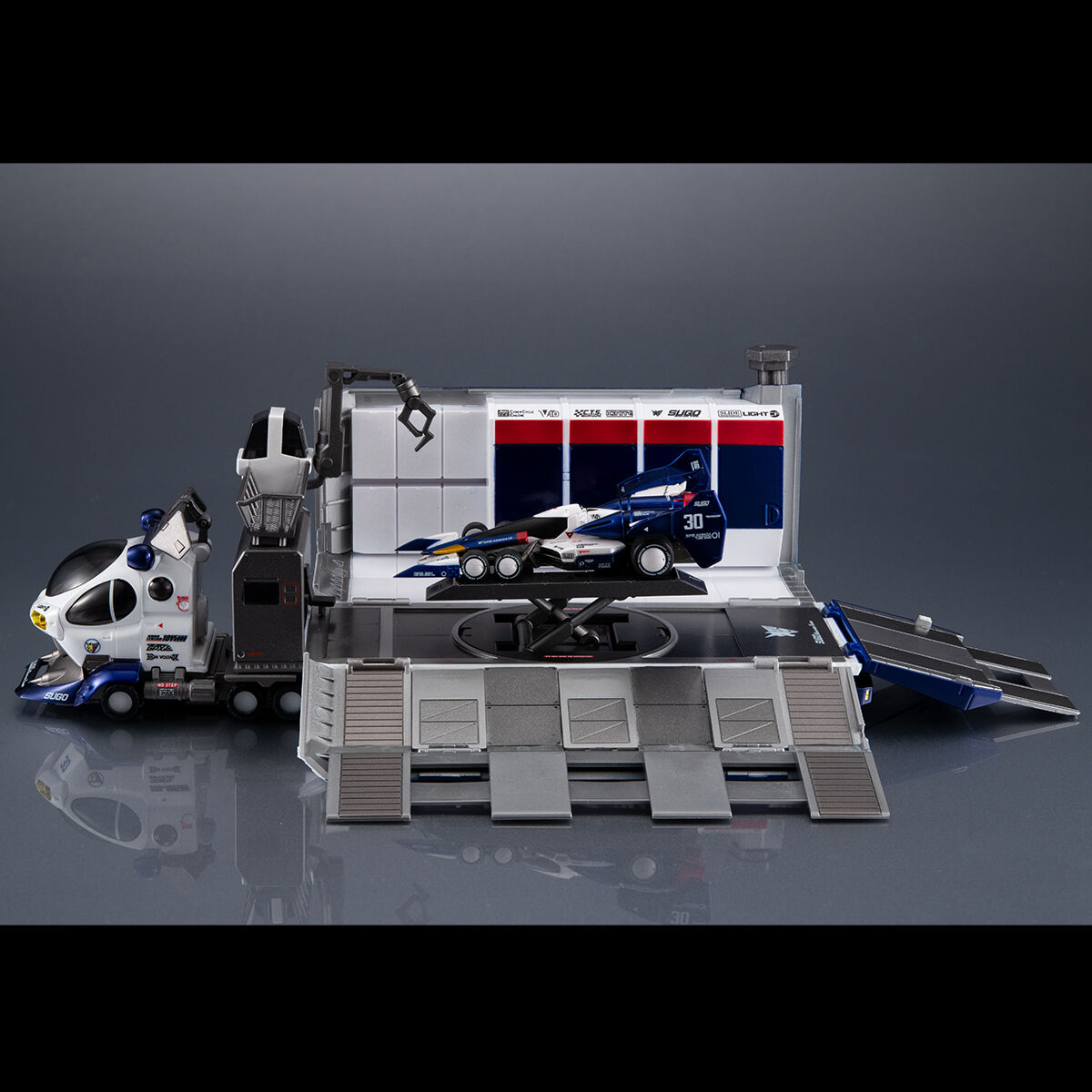 (預訂訂金 $300) (總價 $895) MegaHouse C.F.C. -HE- DX Cyber​​ Formula Collection -Heritage Edition- Sugolegerd 10V5000 & Super Asurada 01 Circuit Mode CFC -HE- DX 新世紀GPX 高智能方程式 菅生車隊運輸維修車 10V5000 & 超級雷神 01 Circuit Mode 套裝 (行版)