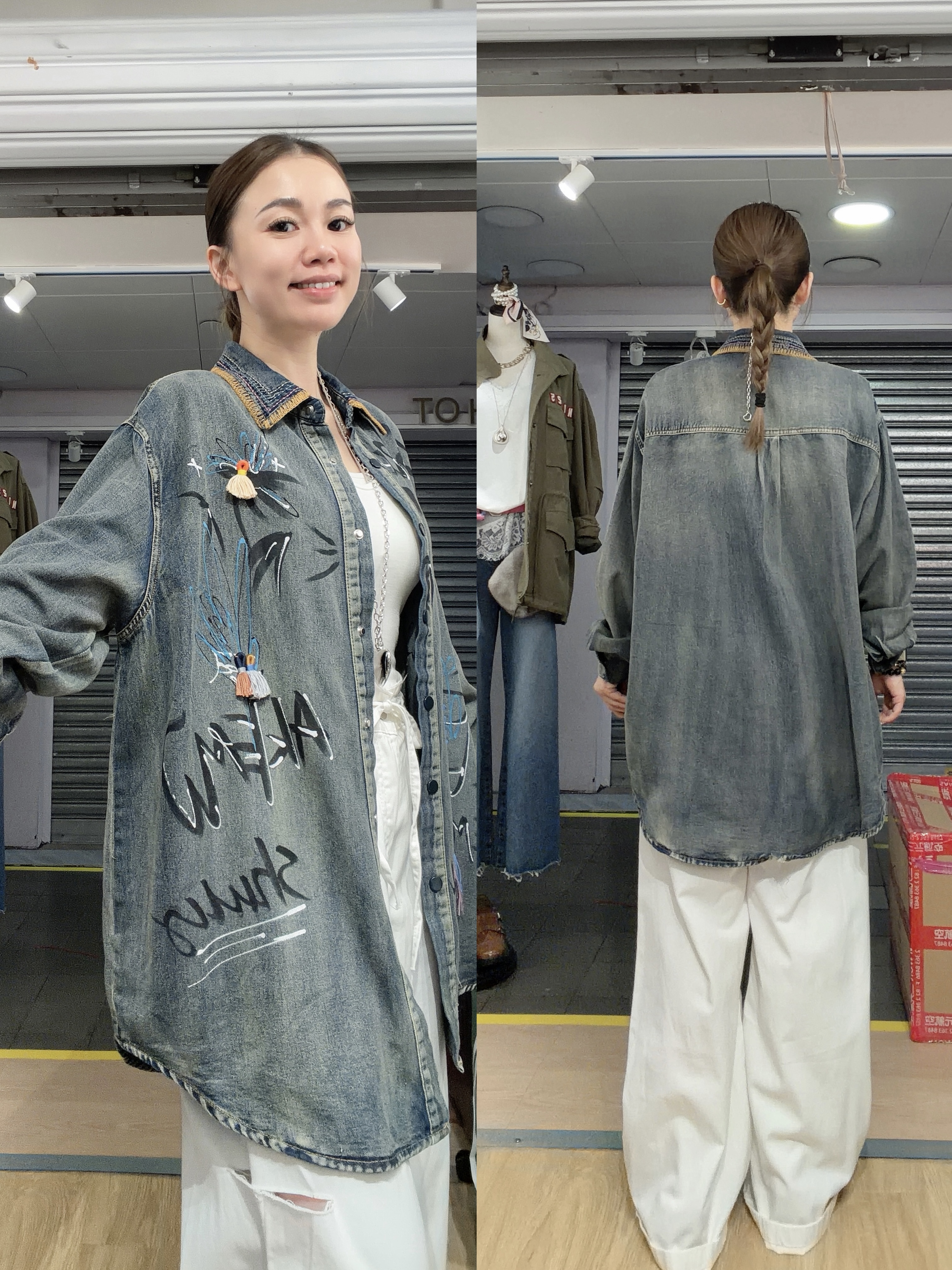 JJ31-刺繡塗鴉洗水牛仔布