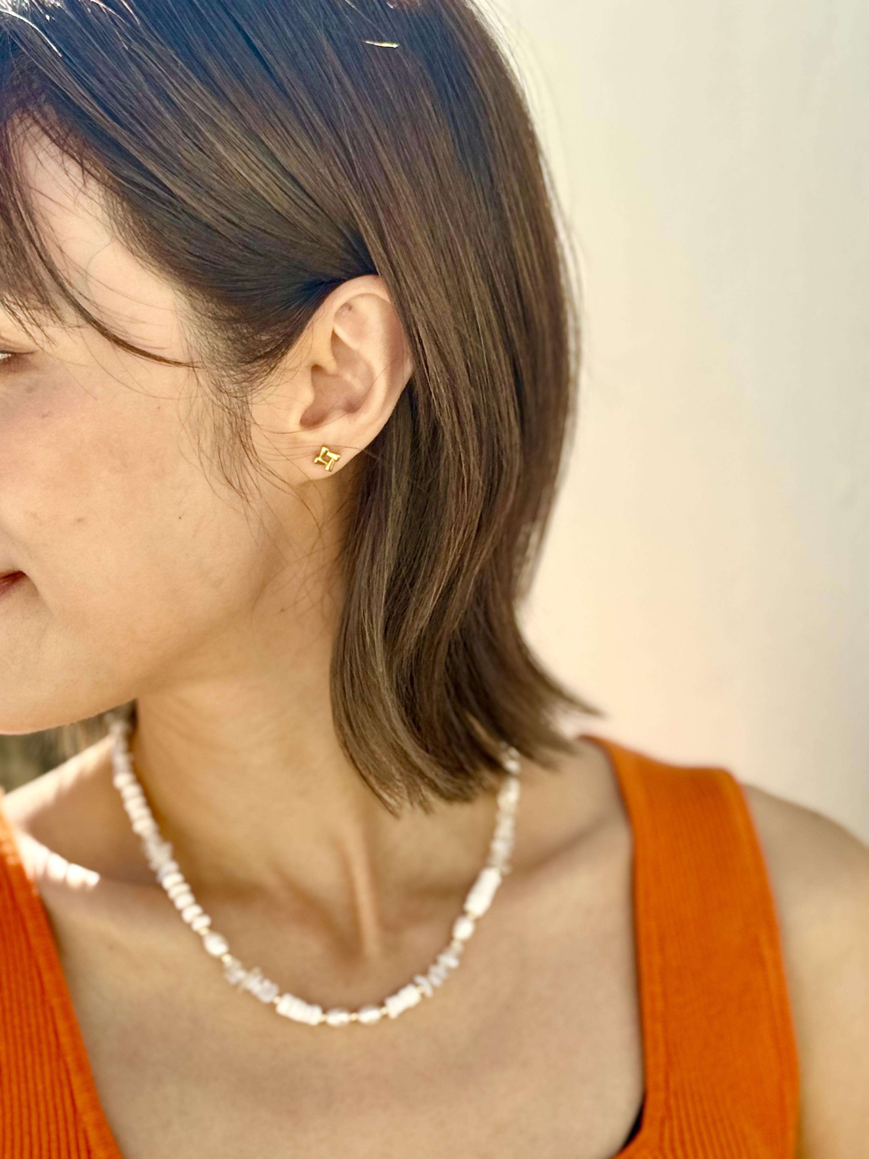 Gold puzzle stainless earring