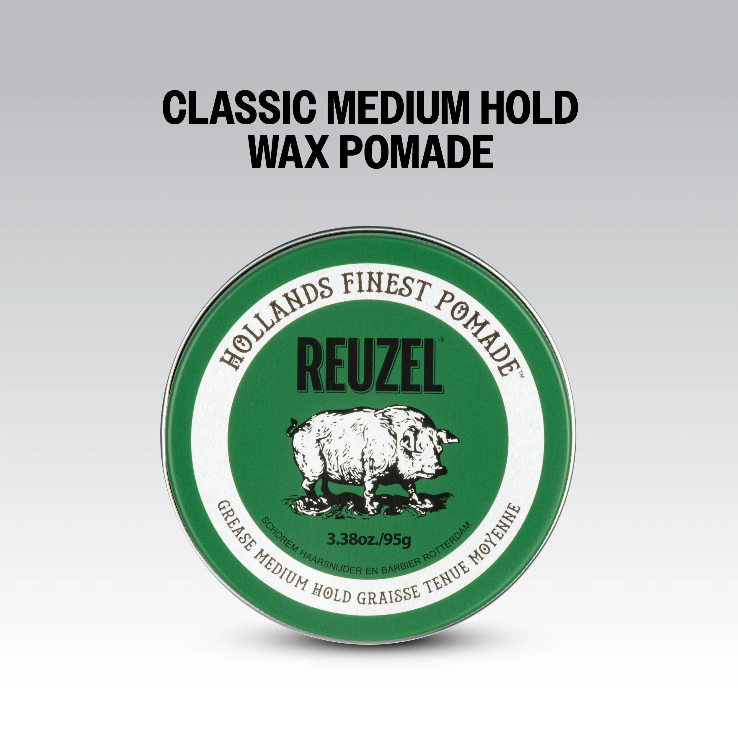 REUZEL Grease Medium Hold Pomade 綠豬中強油性髮蠟 3.38oz / 95g  