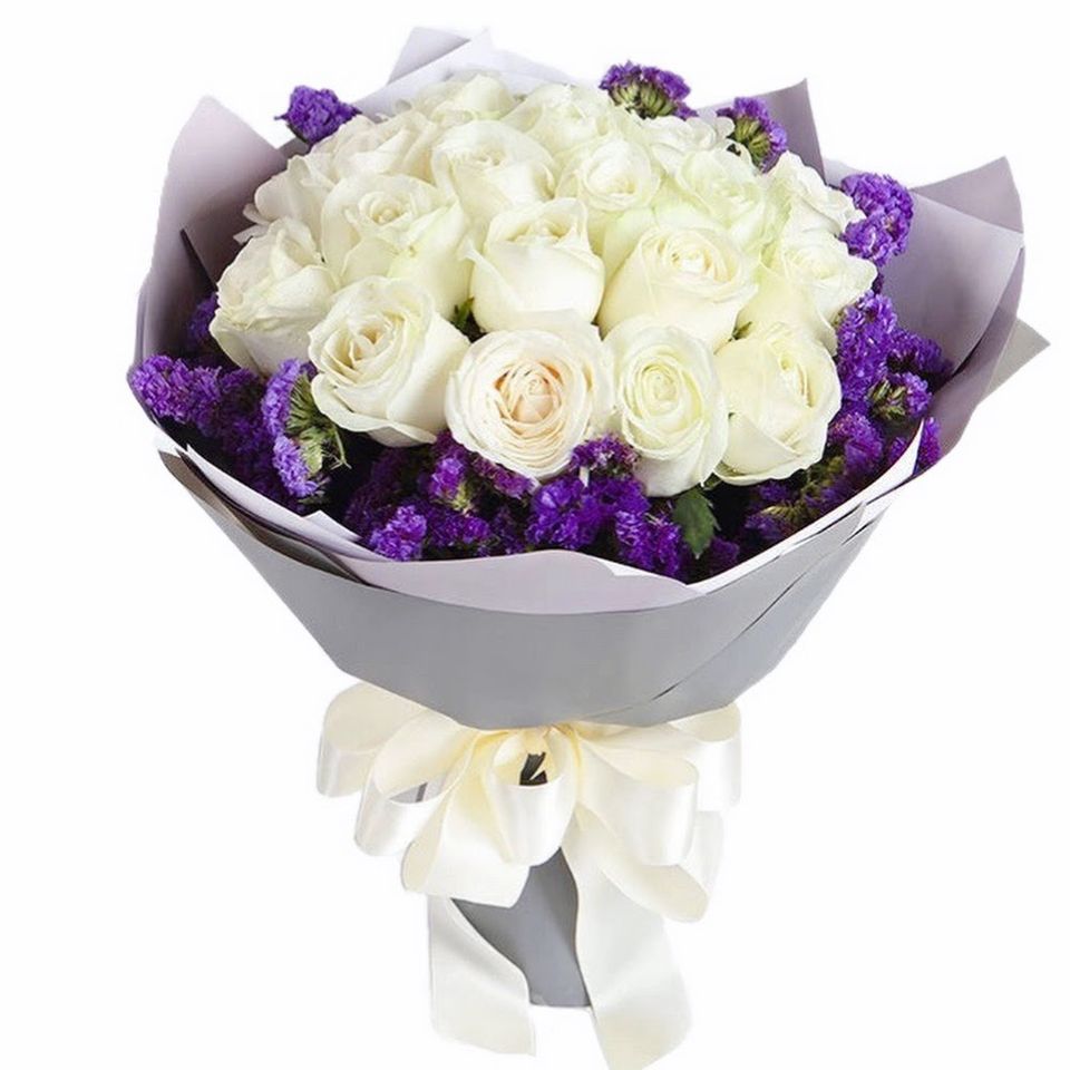 預訂鮮花 情人節求婚禮物 19朵白玫瑰花束 結婚週年 Fresh Flowers 香港訂花店 氣球場地佈置 訂果籃24小時下單服務