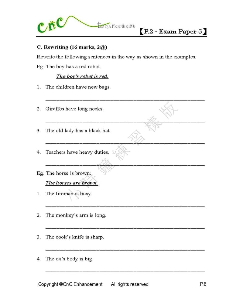 模擬試卷 (二年級)