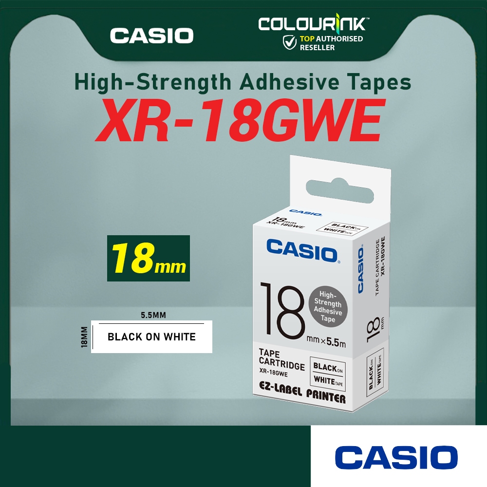 CASIO ORIGINAL GENUINE 18MM EZ LABEL TAPE FOR KL-120 KL-130 KL-820 KL-60 KL-HD1 KL-8400 KL-G2