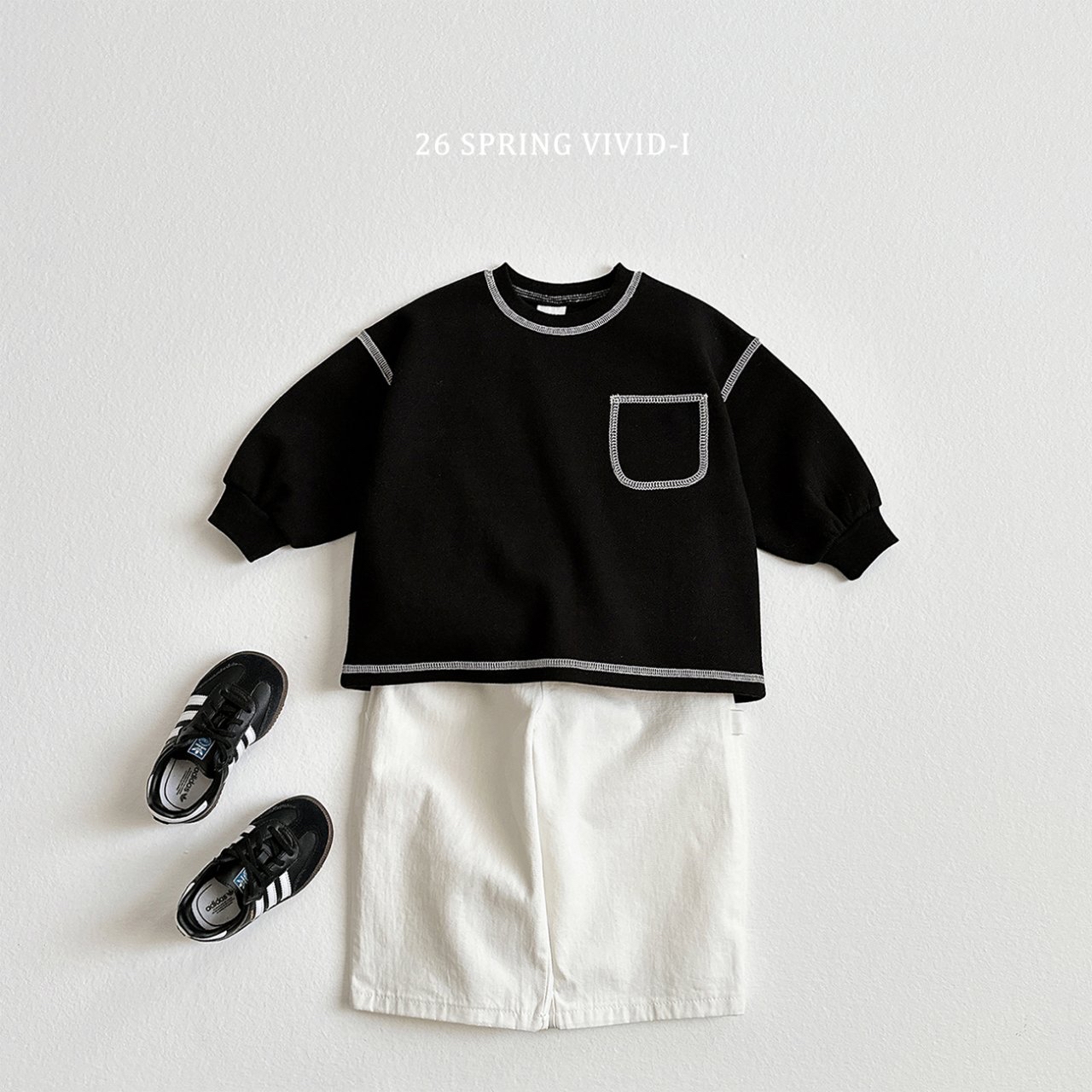 🌸預訂 韓國直送🌸🇰🇷VIVIDI四色口袋撞色縫線長袖短褲上下套裝