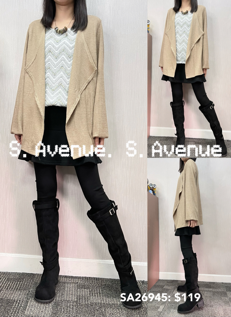 SA26945: 長袖假兩件外套拼lace