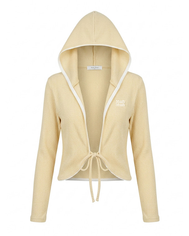 MuahMuah LACE CONTRAST  STRING KNIT CARDIGAN