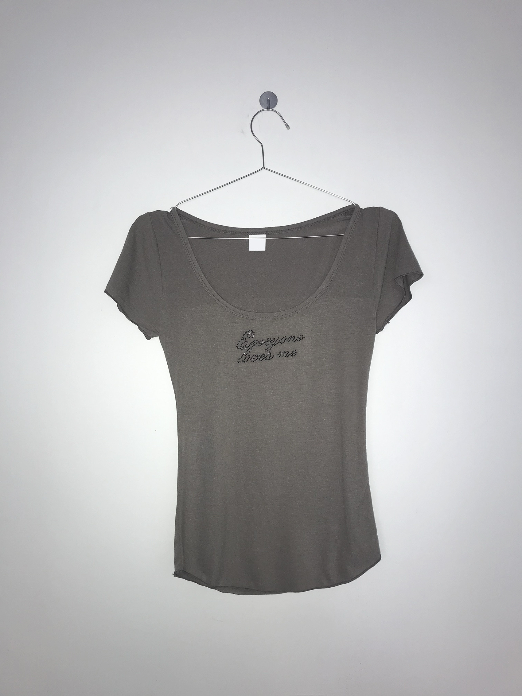 Rhinestone Lace-up Fitted Tee