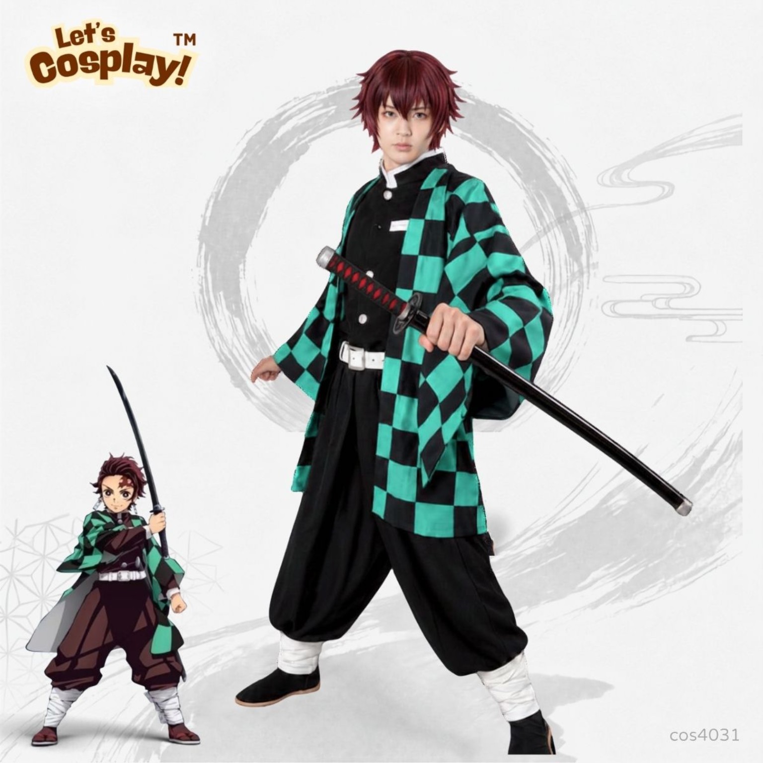 鬼滅之刃炭治郎主題男裝Cosplay Costume 5件套 成人角色扮演服裝
