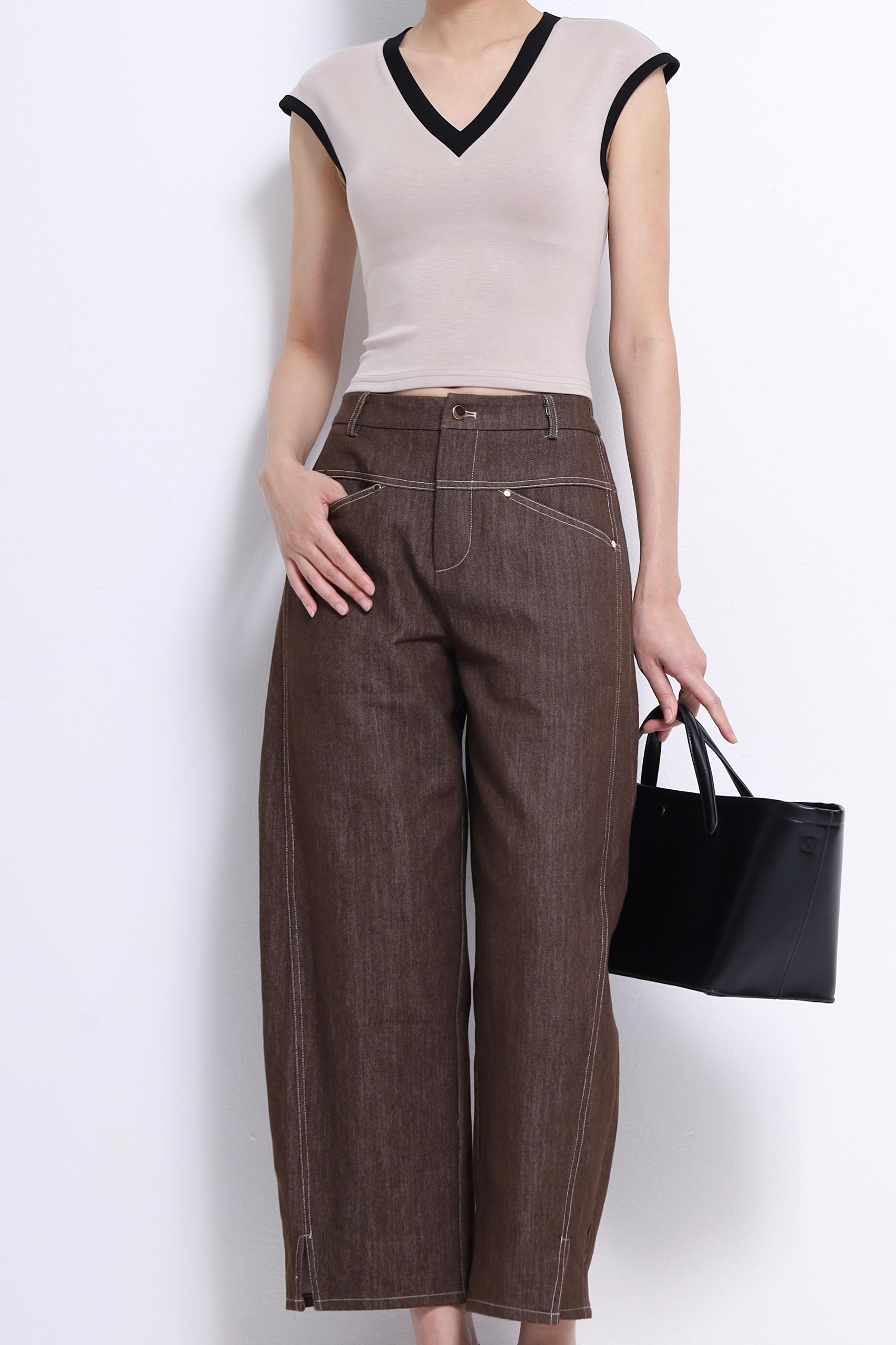 CB2702 SLIM FIT V NECK TEE TOP