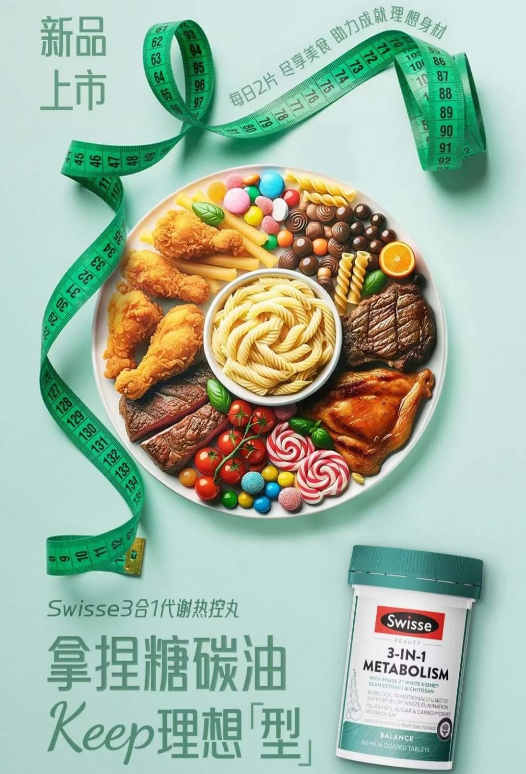 $185樽。2樽起$175樽。澳洲Swisse 3 IN 1 METABOLISM 3合1熱控丸 60粒