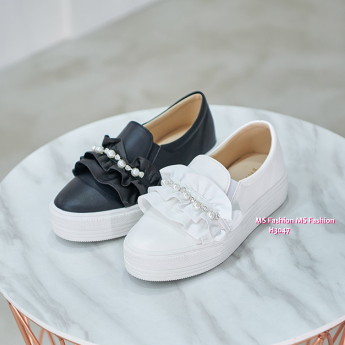 H3047 韓國🇰🇷厚底閃石ruffle slipon