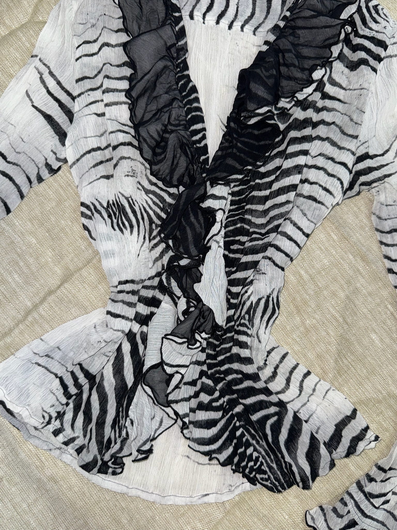Zebra Print Ruffle Cardigan