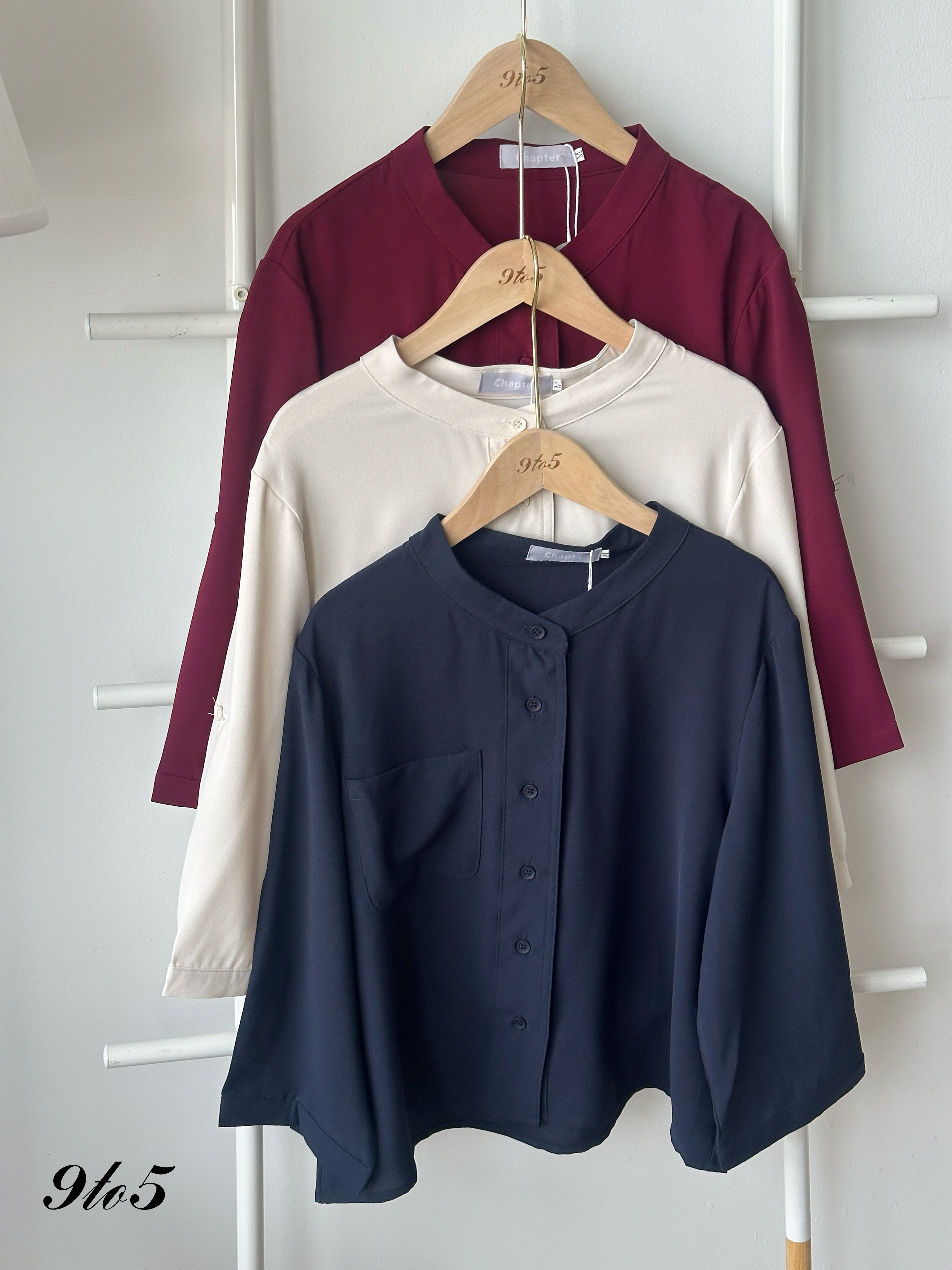 T4185 Band Collar Shirt - 3 Colors 