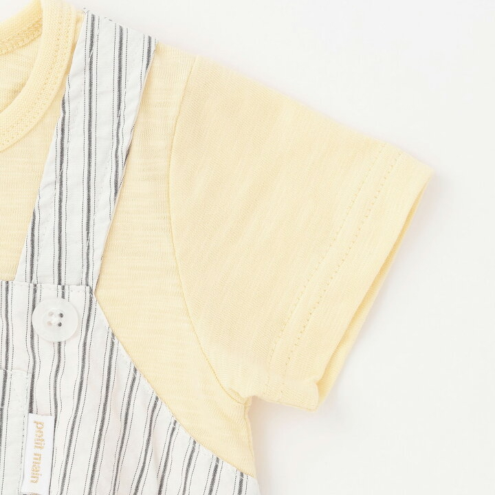 🇯🇵預訂 日本直送🇯🇵Petit Main兩色格紋條紋口袋吊帶短袖包屁衣