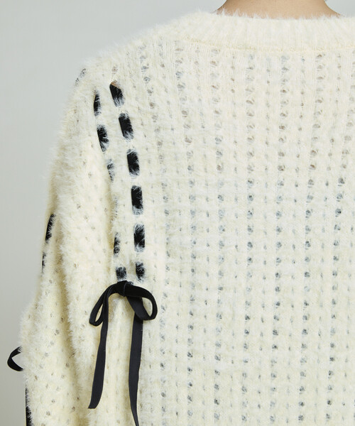 蝴蝶結綁帶針織外套