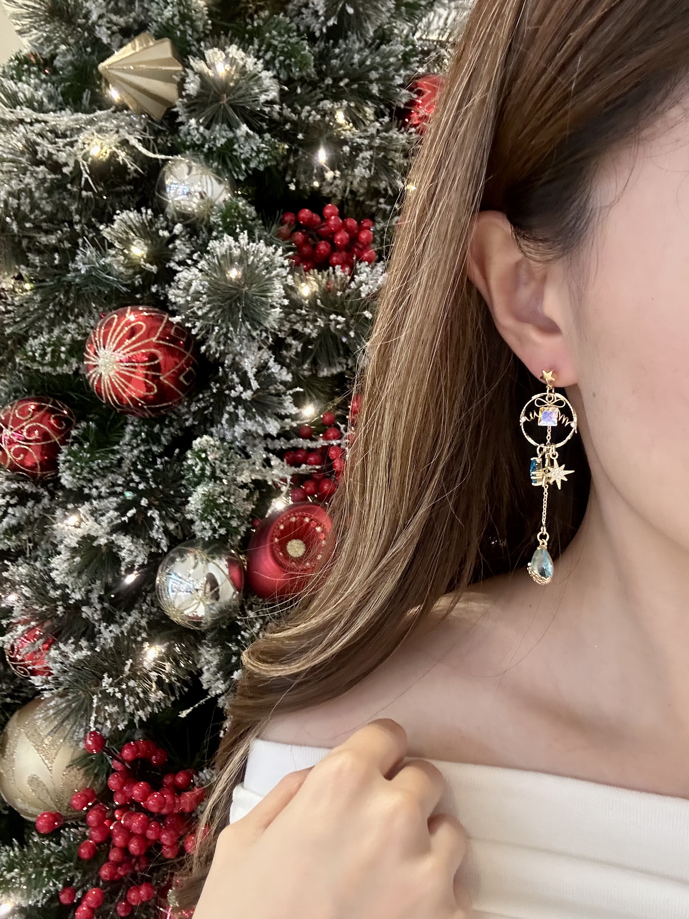 鴛鴦藍雪薄荷水滴耳環❄️