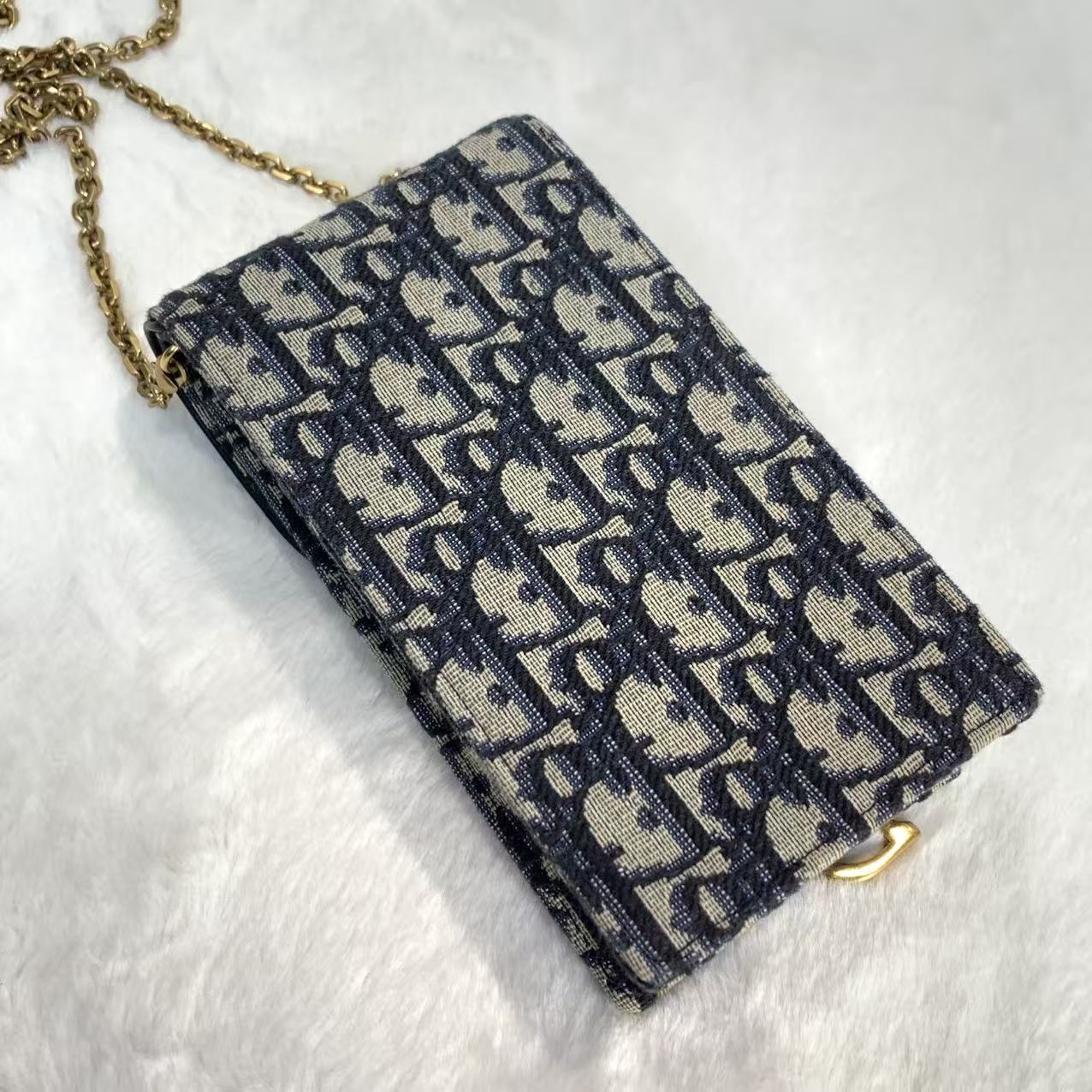 DIOR Saddle手機包 竪版刺繡經典老花印