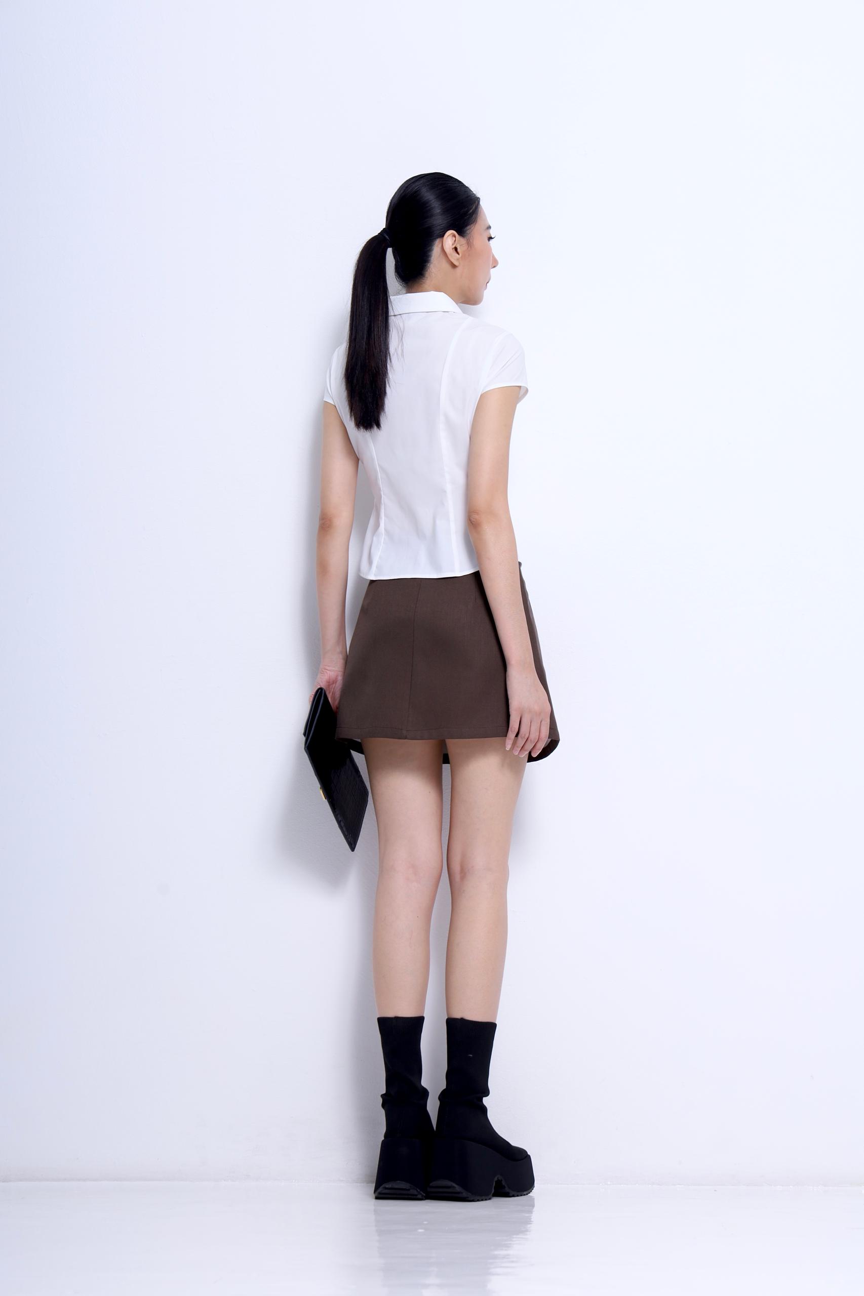CB2765 Ruffle Front Collar Top