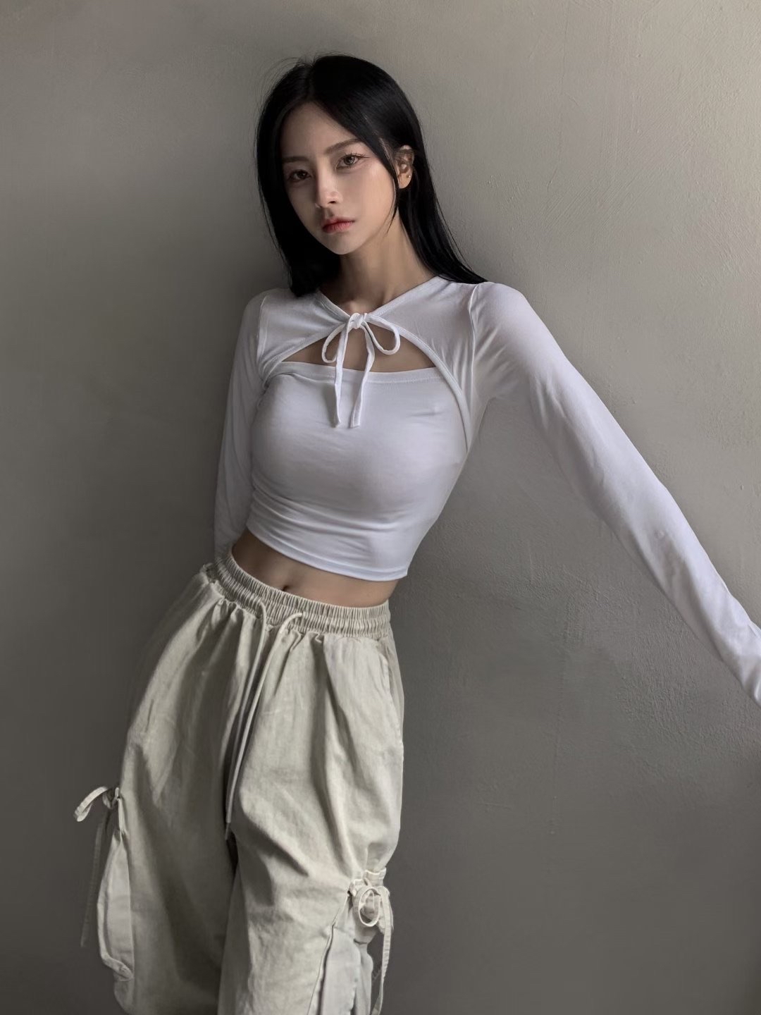 已售罄❌ Model自留！韓國小性感胸前綁帶假兩件