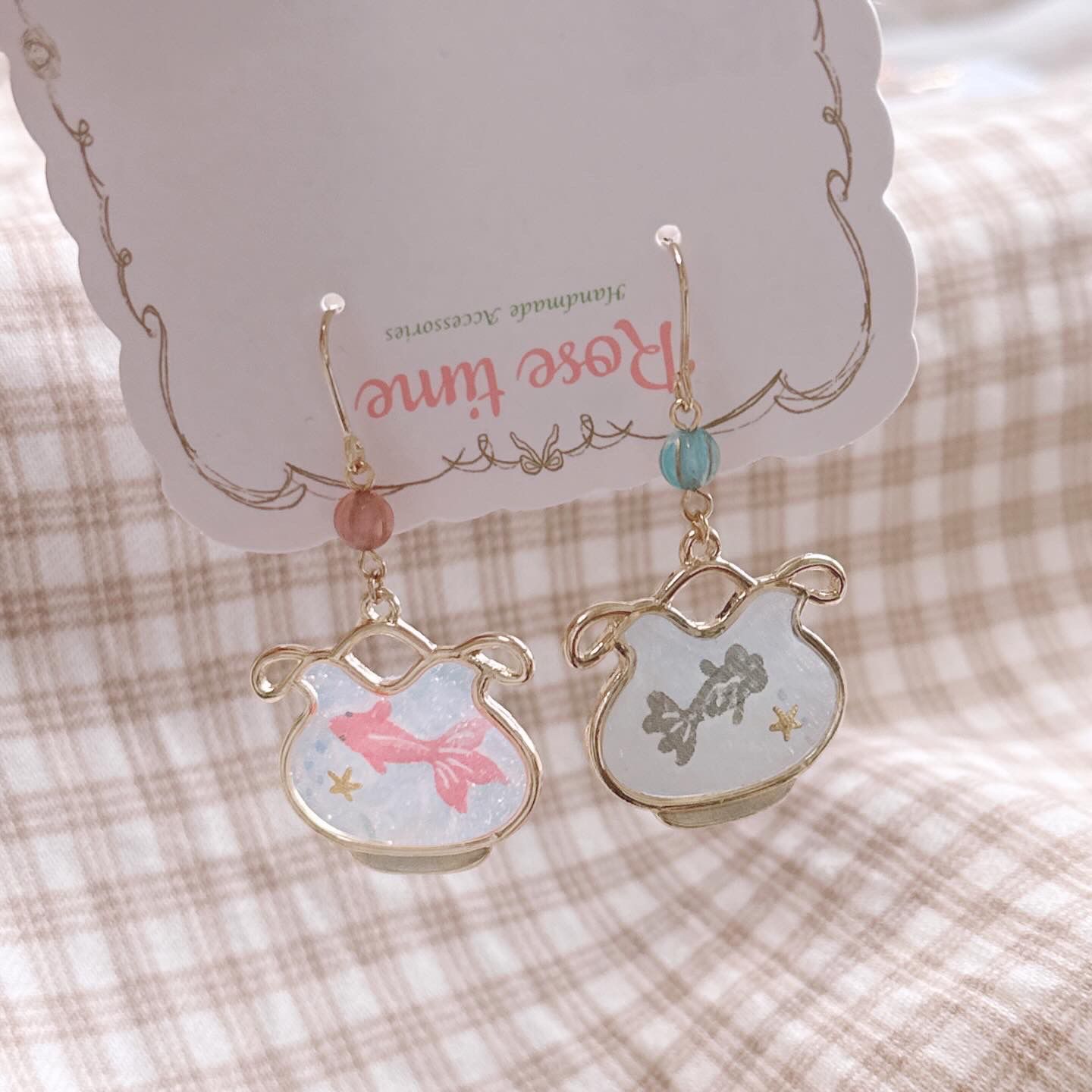 手繪 日本夏日祭金魚缸耳環