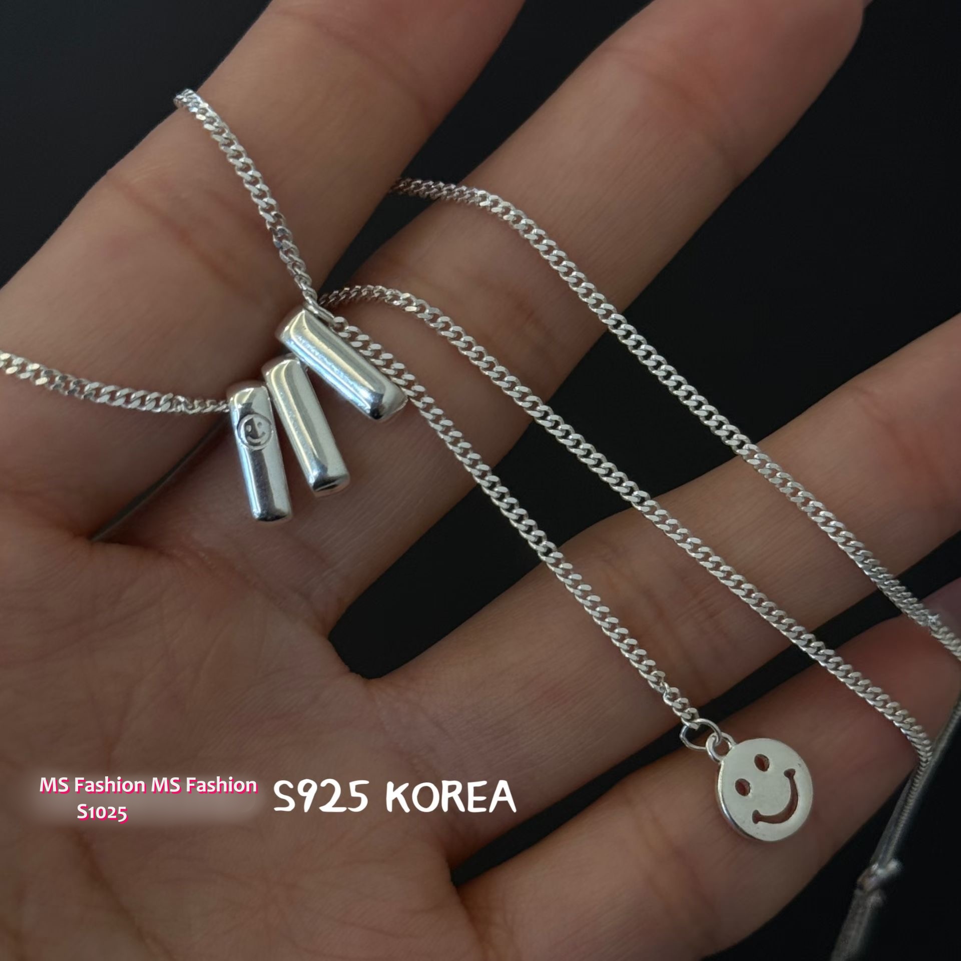 S1025 韓國🇰🇷S925純銀哈哈笑Y字頸鏈