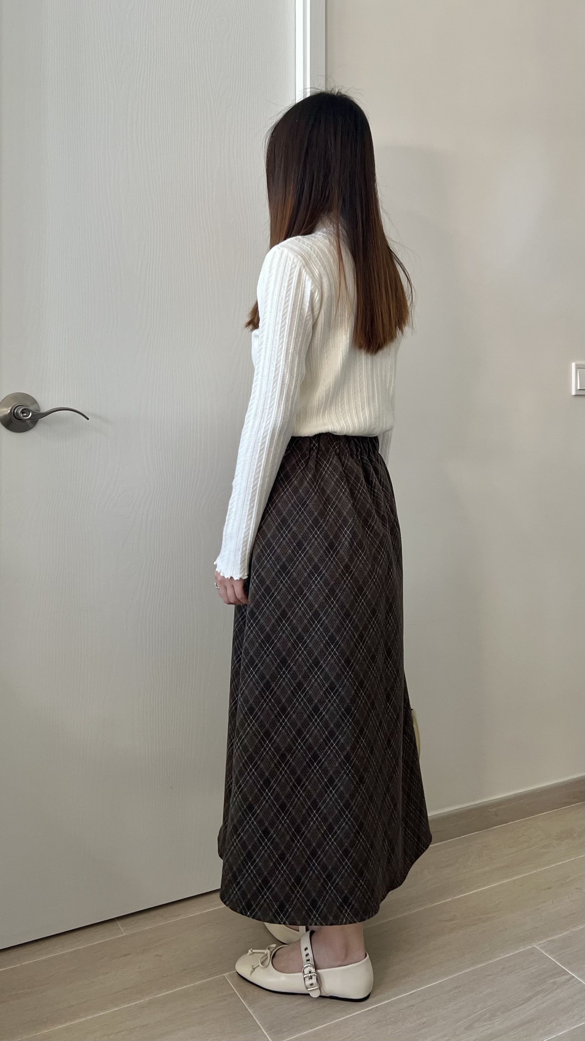高質秋冬菱形格紋長裙 現貨
