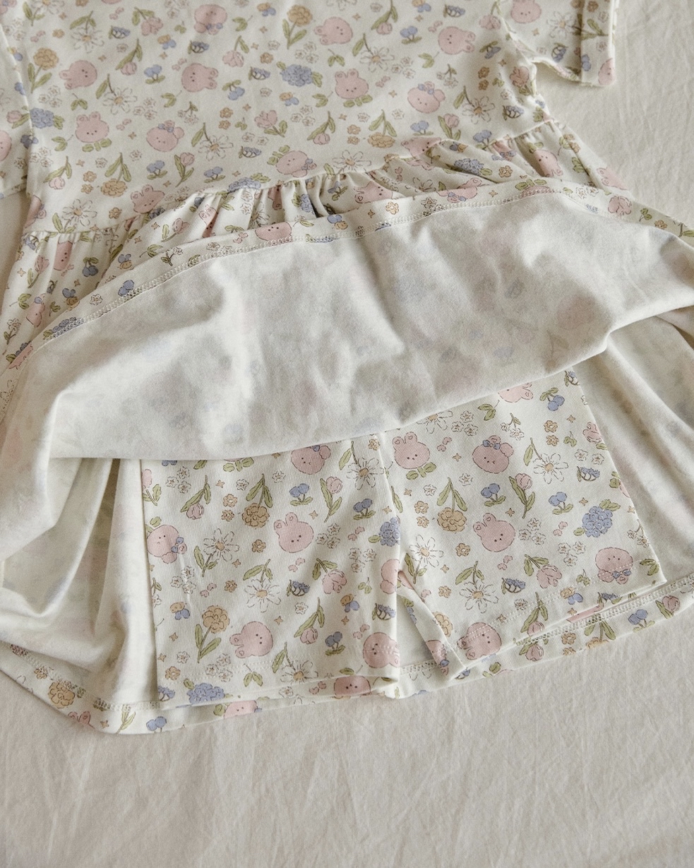 26S/S DTD夏日花草派對系列-莫代爾彈連衣裙&打底褲套裝