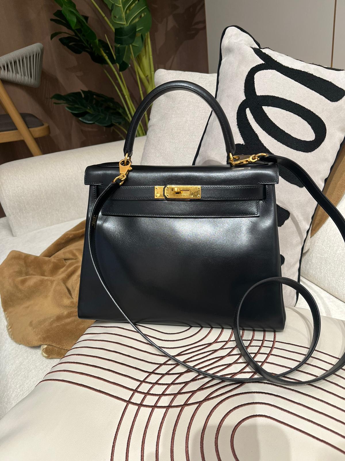 Hermes Kelly 28 ,1994 vintage 黑金BOX 皮 100%Authentic, 95%New  ✅Dust bag ✅肩帶