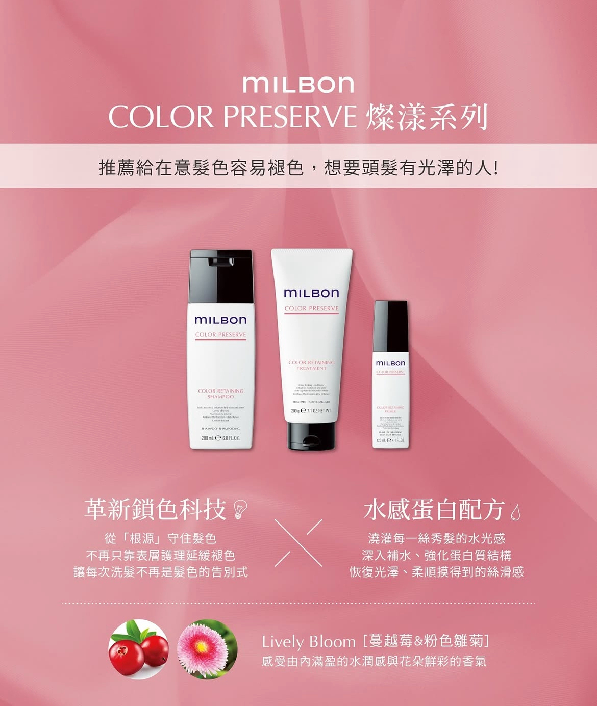 Milbon Color Preserve Color Retaining Shampoo 染後鎖色500ml 3件裝