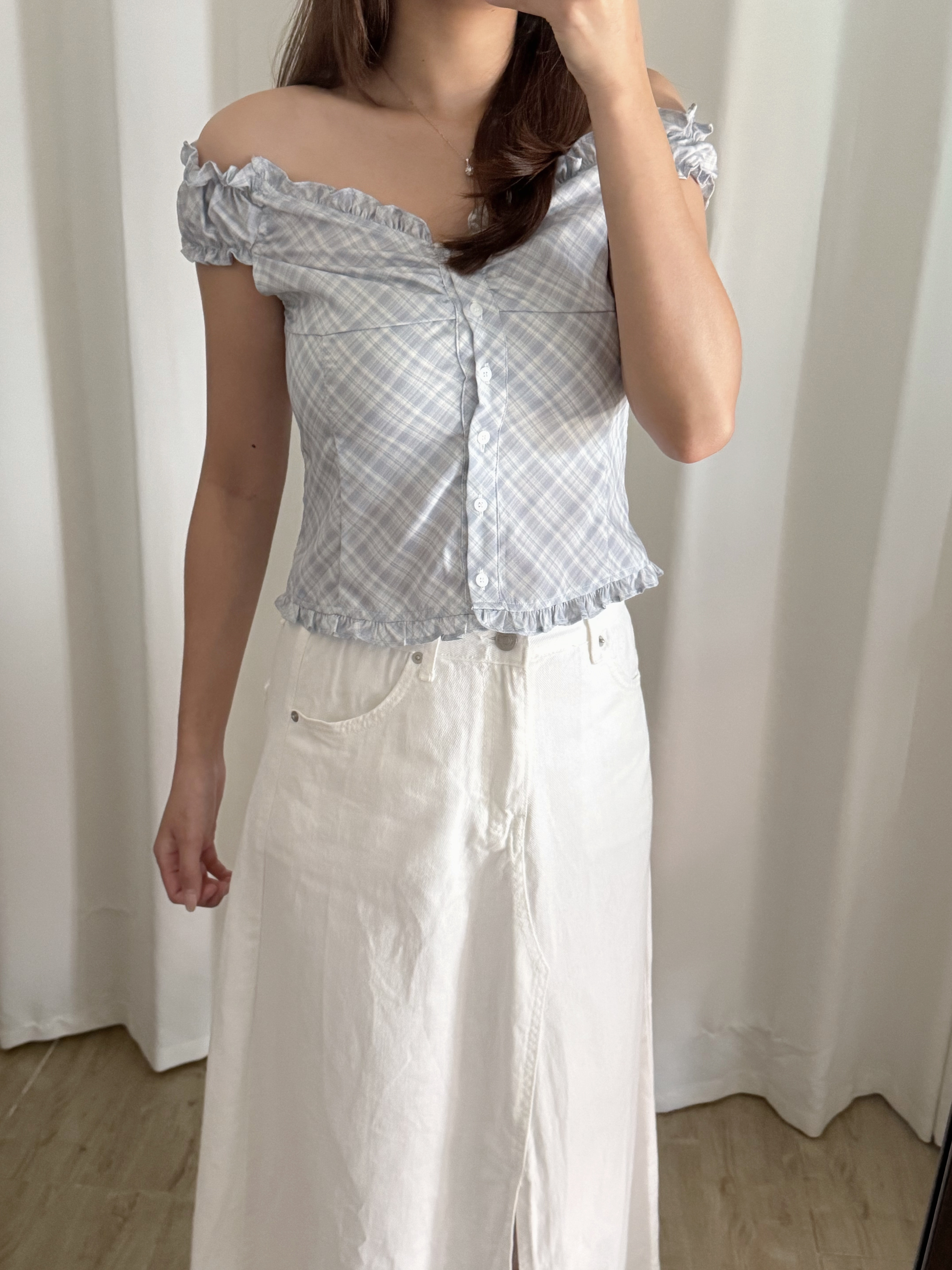 2-ways復古菱格短袖上衣(兩色入)