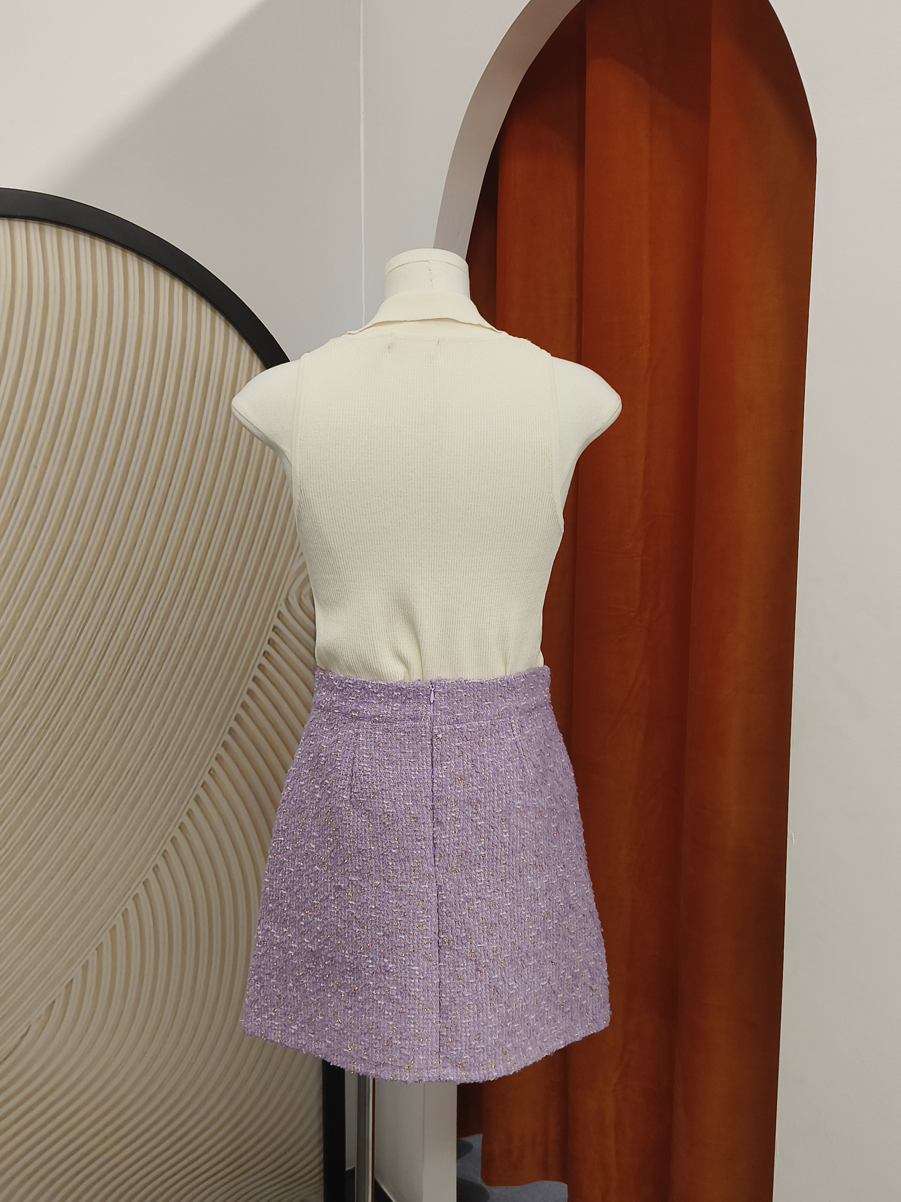 金丝毛呢短裙 Gold Tinsel Tweed Skirt