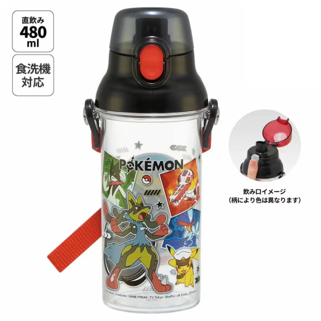【返學/出街必備】日本製 Skater POKEMON 寶可夢一觸式透明直飲水樽｜可機洗 480ml