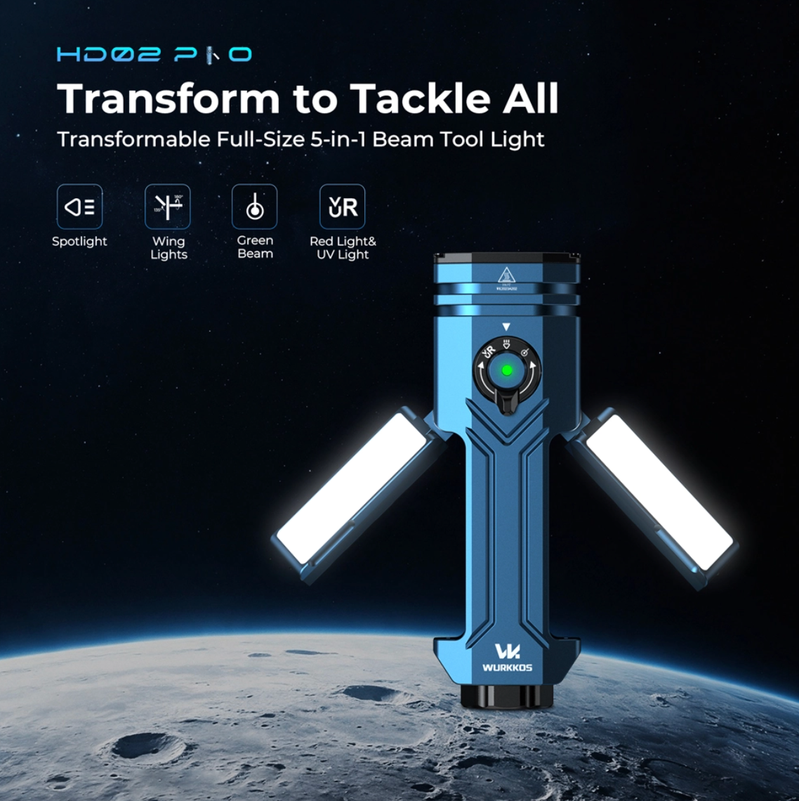 WURKKOS HD02 PRO 5-in-1 Tool Light
